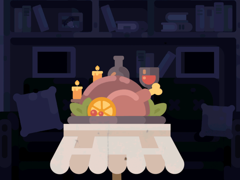 Happy Thanksgiving Day !!! 2d animation after effect animation celebrate character chicken flat flat design fun game illustrator kitchen thanksgiving day turkey wine