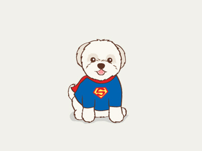 Fluffy the Superdog dog illustration shih tzu vector