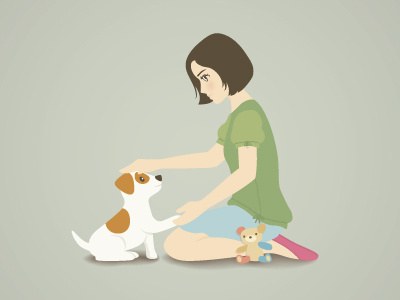 A Heartbeat At My Feet dog girl illustration jack russell terrier love puppy vector