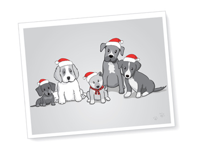 Puppies With Santa Hats border collie boxer christmas dachshund dog illustration puppy saint bernard santa hat shiba inu vector