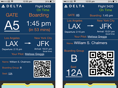 Dynamic Boarding Pass boarding pass ui ux