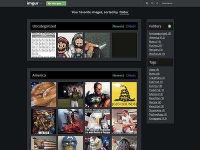 Imgur Favorites Folders favorites imgur navigation sorting ui ux