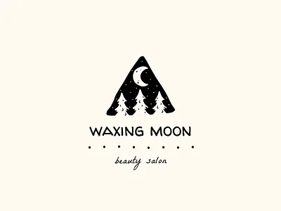 Waxing studio logo beauty beauty logo beauty salon branding cycle feminine hand drawn handlettering illustration logo moon moonlight moonshine salon simple sketch trees waning moon waxing moon witch