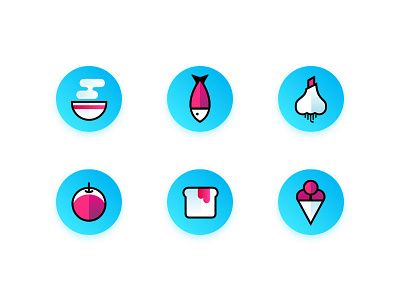 Icon exercise apple blue bread cream fish garlic ice icon rice