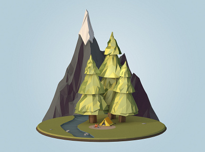 Camping 101 | Lowpoly 3d c4d campfire camping cinema 4d design illustration low poly lowpoly render scene