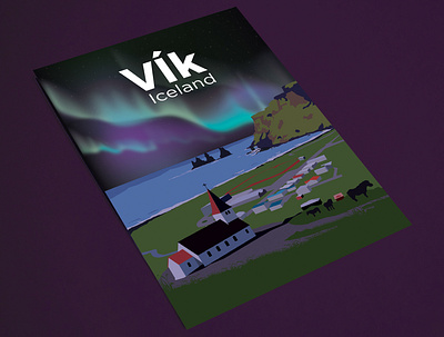 Travel Posters - Vik, Iceland iceland illustration print travel