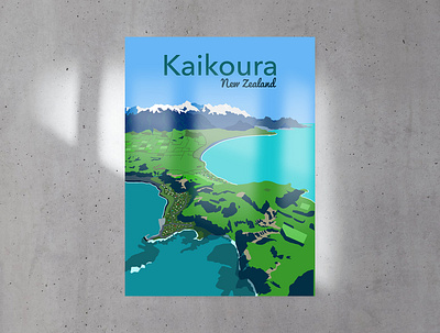 Travel Posters - Kaikoura, NZ illustration print travel