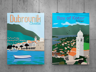 Travel Posters - Croatia and Montenegro illustration print travel