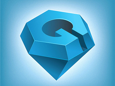 Letter "G" in a diamond diamond illustration isometric letter typography