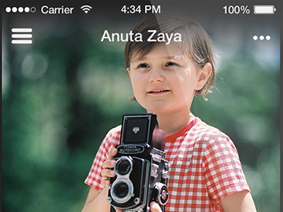 Photographer's profile app flat ios 7 ios7 iphone mobile photo pics profile transparent