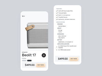 B&O Speaker - Specification Ui adobexd app block frames clean ui concept design design thinking interaction interaction design minimal speakers ui ui ux design ui pack ux