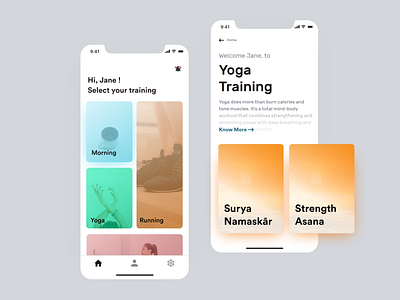 Fitness App UI Design adobexd design thinking fitness fitness app health app interaction interaction design minimal running ui ui ux design ux yoga