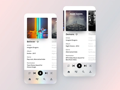 Music App UI - UI Design Challenge One adobexd design design thinking interaction interaction design minimal music music app songs ui ui ux design ux