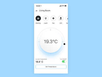 Smart Home Thermostat invision studio minimal smart home app thermostat ui ux