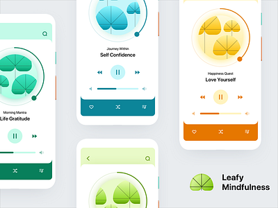 Leafy Mindfulness Mobile UI Exploration meditation meditation app mindfulness mobile design mobile ui podcast podcast app