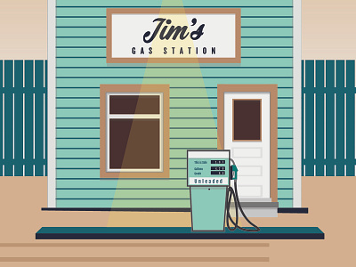 Jims Gas station building color design gas pump gas station illustration illustrator vector