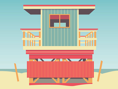 Lifeguard Hut beach building color design hut illustration illustrator lifeguard vector