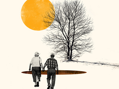 Going For A Walk collage collage art design landscape photoshop simple texture yellow