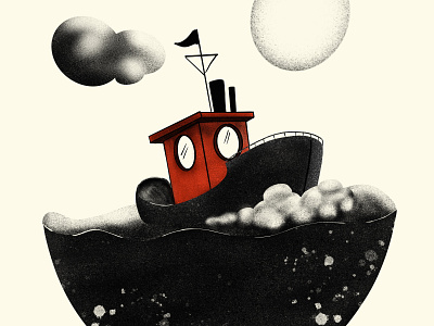 A Boat digital art illustration digital procreate texture water waves