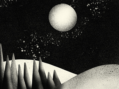 Winter Night digital digital illustration illustration landscape moon night procreate app snowy textures