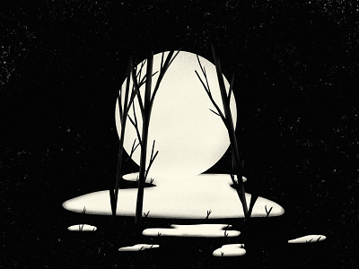 Melting digital art duotone illustration landscape melting moon night procreate app texture trees