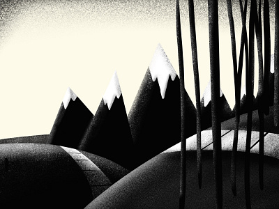A path to the woods digital art hills illustration landscape mountains procreate app texture woods
