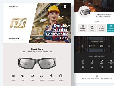 Pivothead Web design design features glasses header product ui ux web