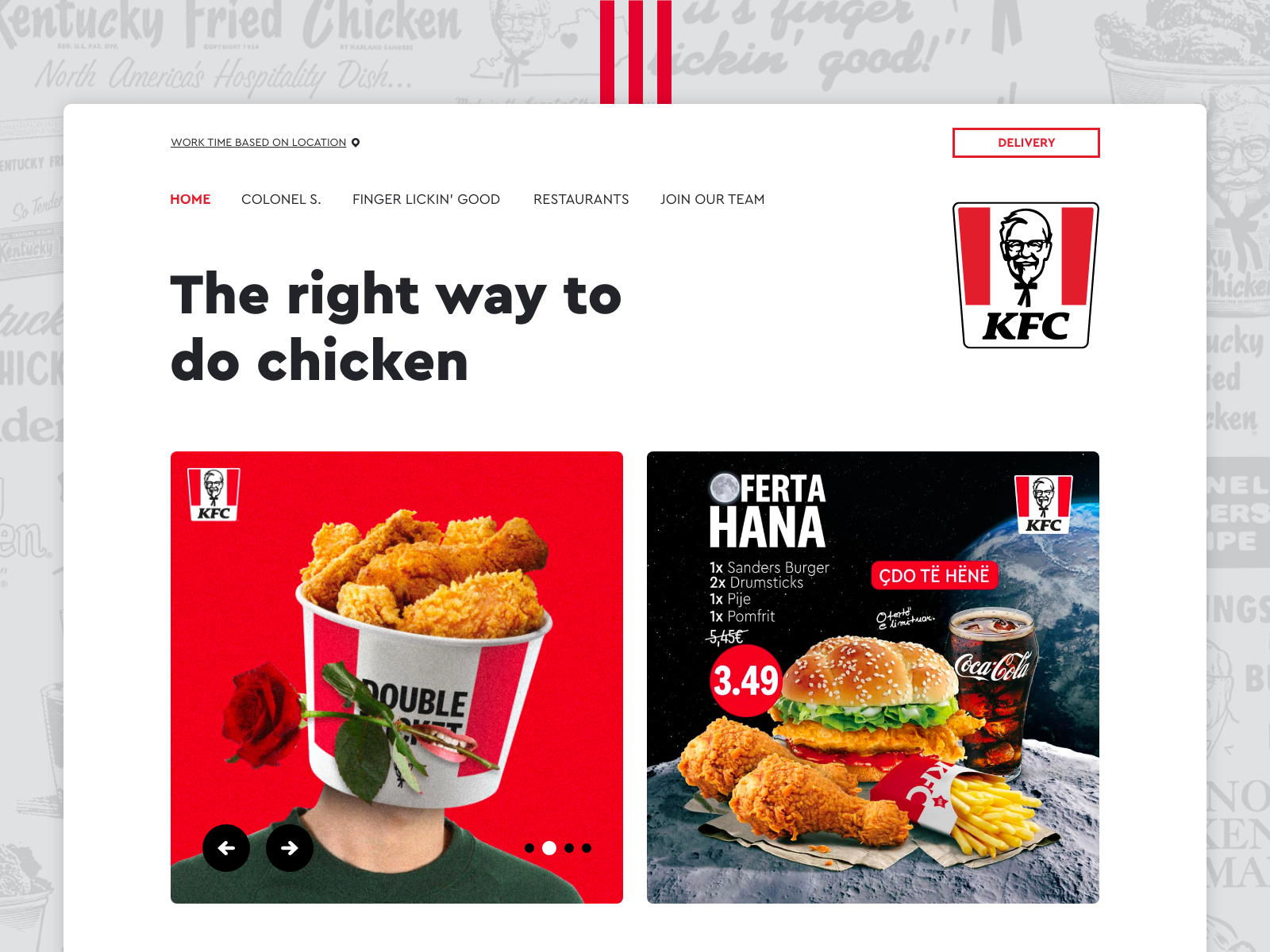 Kentucky Fried Chicken - Website design