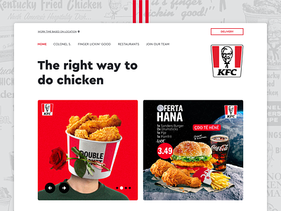 Kentucky Fried Chicken - Website design burger chicken delivery design food jobs kfc menu order web web design website