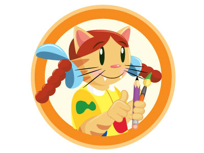 Toya's artist Mascot artist cartoon girl illustrator kitty logo mascot paintbrush pencil