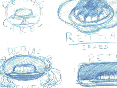 Retha's Cakes logo sketch bake bakery bundt cake frosting ideals logo sketch