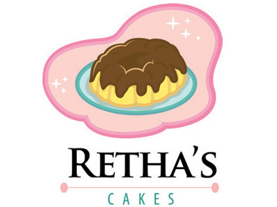 Retha Logo-final bundt cake cakes chocolate copyright design frosting logo pink retha sparkle toya
