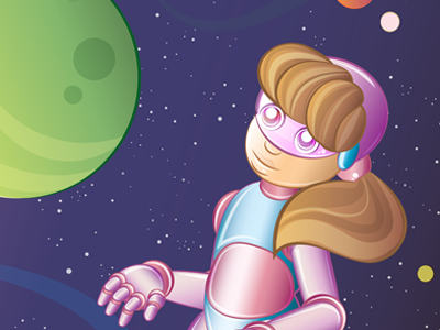 Space Girl astro girl planets sci fi solar space system vector yeah