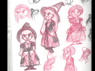 lil Witch Sketch black cool girl halloween happy hat treat trick wicked witch