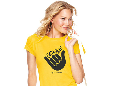 Get Stoked T-Shirt branding design fun girl graphics lettering logo stoked t shirt travel type yellow