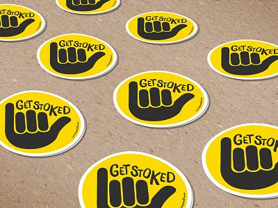 Get Stoked Stickers branding designers font free graphics hand logo print sign stickers stoked travel