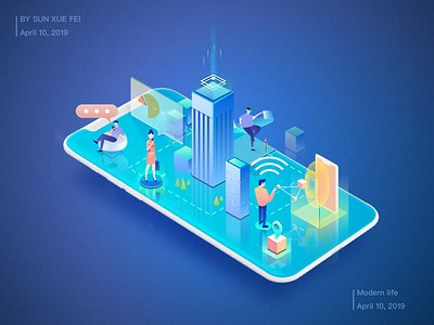 Modern life illustration ui