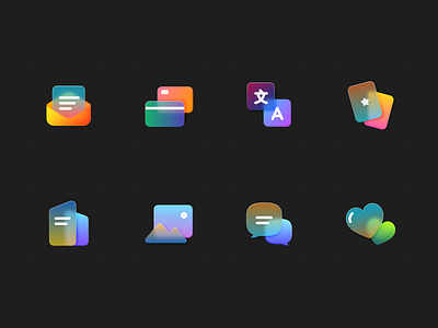frosted glass icons pt2 color design frosted glass gradient icons ui
