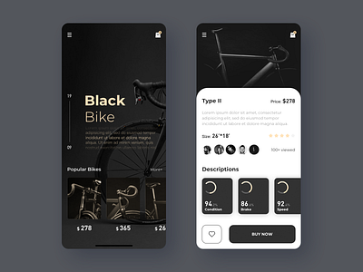 Second hand bike black color design explore gold ui