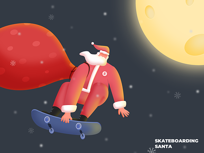 Skateboarding Santa color design illustration people ui vector