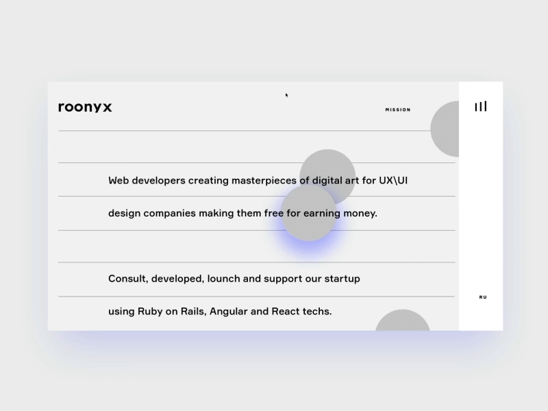 Roonyx Interaction Concept after effects animation animation desktop minimal motion programming ui web