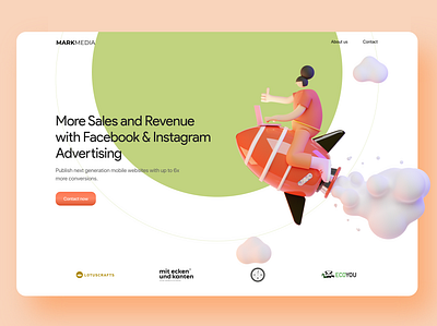 Landing page concept 3d animation animation 2d art cinima 4d clean cloud colors concept design illustration landing page minimal page pattern rocket simple ui ux