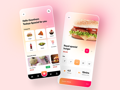 Food app concept app branding buttons cards cart clean colors design food illustration ios minimal minimalist search simple style ui ux