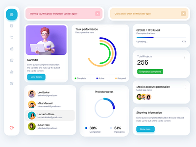 Web components cards clean components concept dashboard design system dropdown elements graph information menu minimal page progress screen ui ux warning webapp website