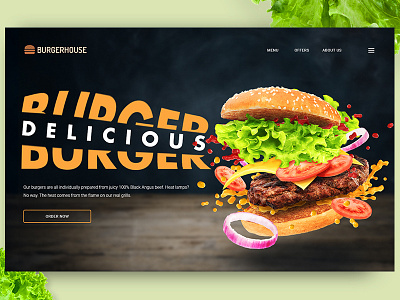 Burger House Landing bread burger design food interface landing typography ui web