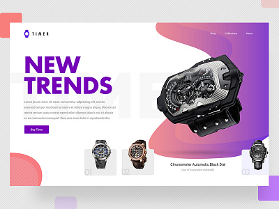 Trends Watch Landing Page app clean gradient landing layout page photoshop typography ui watch website