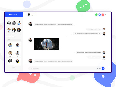 Messenger Concept animation blue chat chat app chat bot chat box chat ui clean concept design interface messanger minimal page product design redesign ui ux visual identity webdesign