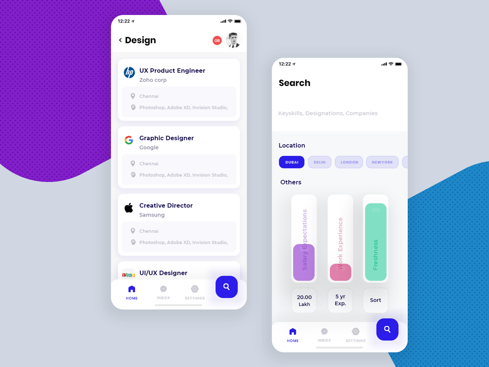 Job portal app free ui kit by Gowtham on Dribbble