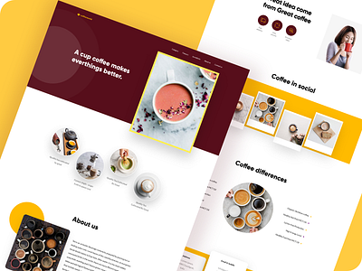 Coffee world landing page clean coffee concept design footerstyle image instagram landing page minimal shape socialmedia ui visual design