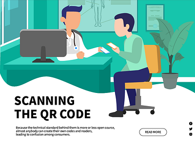 Scanning the QR code design illustration ui web